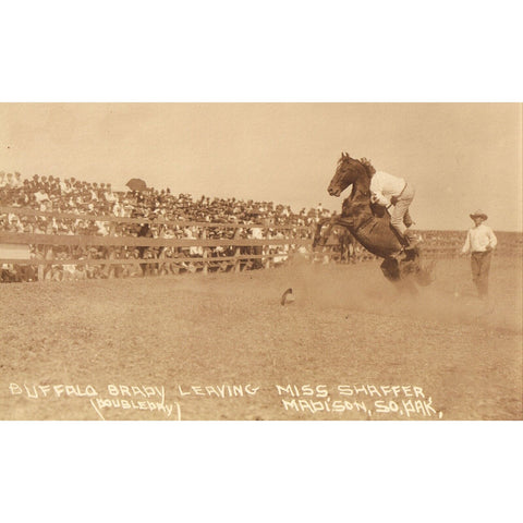 RPPC - Buffalo Brady leaving Miss Shaffer- Madison, S.D. Doubleday Postcard