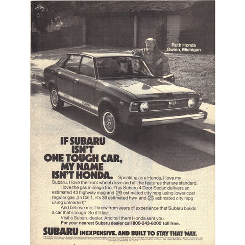 Vintage 1979 Print Ad for Subaru