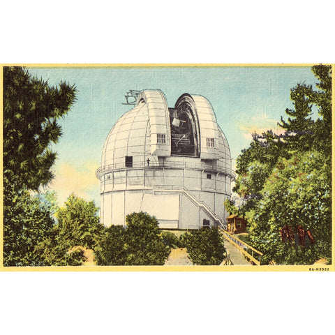 Linen Postcard - Dome of The Hooker Reflector - Mount Wilson Observatory - California