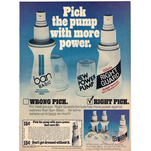 Vintage 1977 Print Ad for Right Guard Anti  -Perspirant