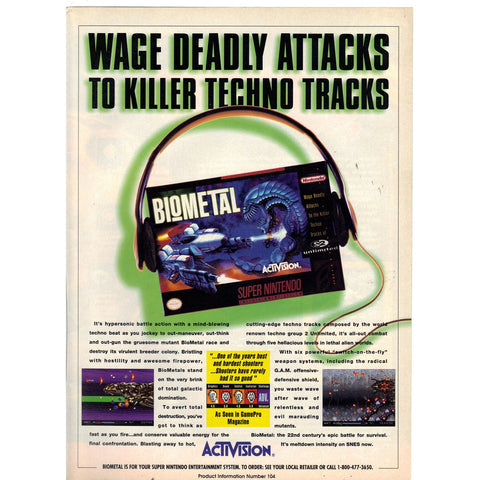 Vintage 1993 Print Ad for BioMetal - Super NES