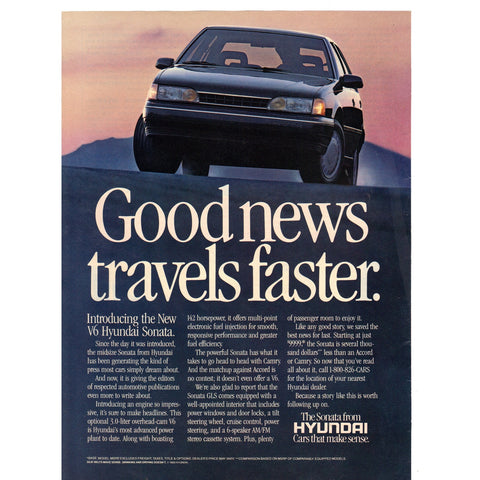 1990 Hyundai Sonata print ad