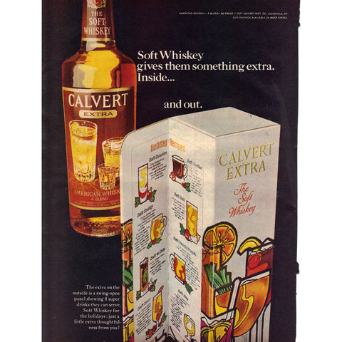 Vintage 1977 Print Ad for Calvert Extra Whiskey and Fact Cigarettes