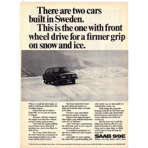 Vintage 1972 SAAB 99E Print Ad