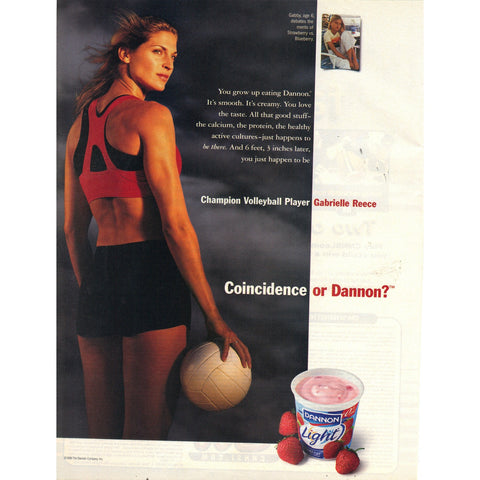 Vintage 1999 Print Ad for Dannon Light Yogurt w/ Gabrielle Reece