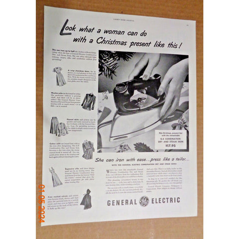 Vintage Print Ad -1948 for General Electric Irons