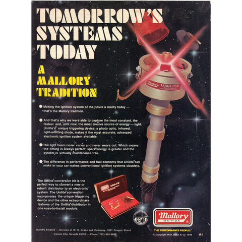 Vintage 1979 Mallory Ignitions Print Ad