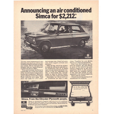 Vintage 1971 Simca 1204 Print Ad