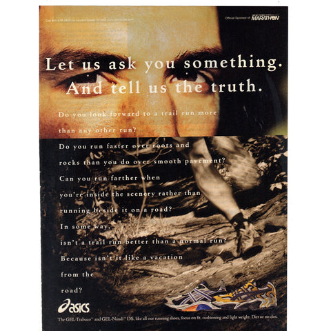 Vintage 1999 Print Ad for Asics GEL-Trabuco and GEL-Nandi DS Shoes