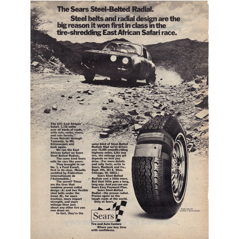 Vintage 1972 Sears Steel-Belted Radial Tires Print Ad