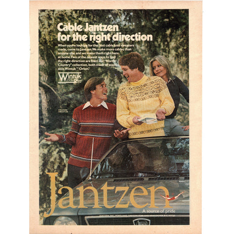 Vintage 1977 Print Ad for Jantzen Sweaters