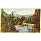 Linen Postcard - Road along The Ammonoosuc at Lower Falls - White Mts., New Hampshire