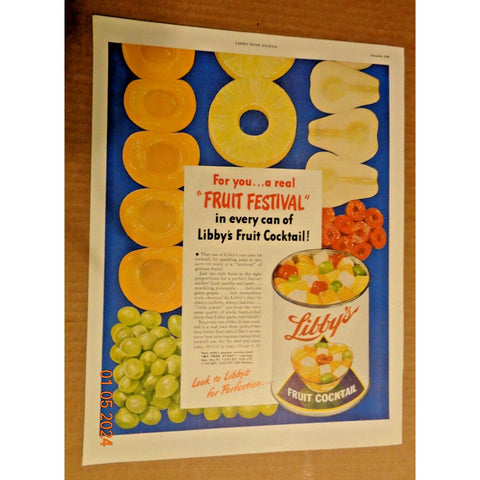 Vintage Print Ad -1948 for Libby's Fruit Cocktail