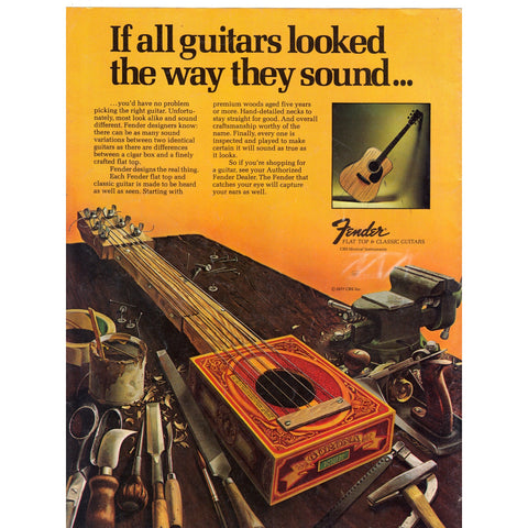 Vintage 1977 Print Ad for Fender Guitars and Music Man,Inc.