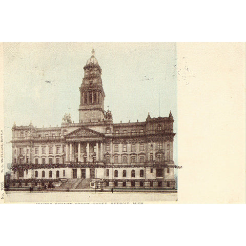 Wayne County Court House - Detroit, Michigan 1908 Postcard