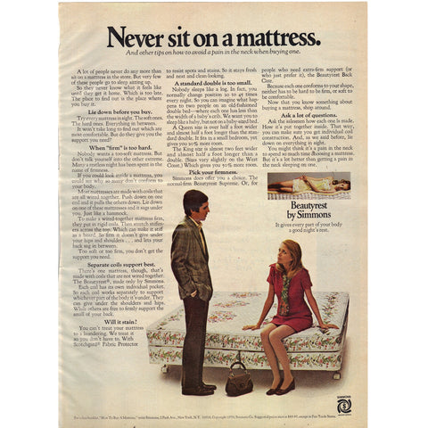 Vintage 1970 Print Ad for Beautyrest by Simmons Mattress