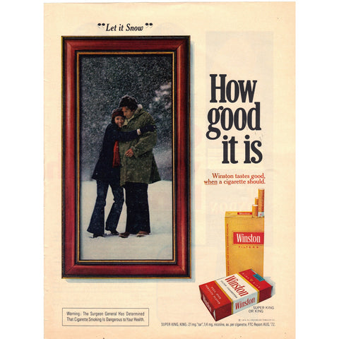 Vintage 1973 Winston Cigarettes Print Ad