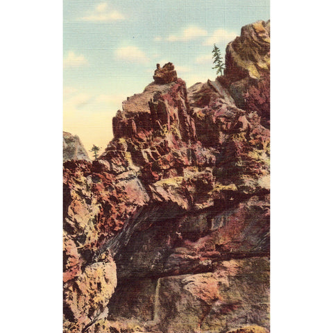 Linen Postcard -The Setting Turkey, South Cheyenne Canon - Colorado Springs, Co