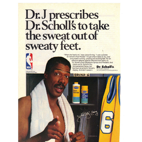 Vintage 1989 Dr. Scholl's Print Ad w/Dr. J