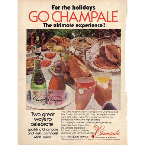 Vintage 1977 Print Ad for Champale and Pall Mall Cigarettes