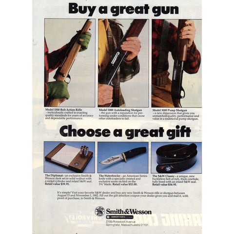 Vintage 1982 Print Ad for Smith & Wesson