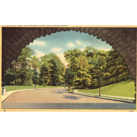 Linen Postcard - Beauty Spot in Gordon Park - Cleveland, Ohio