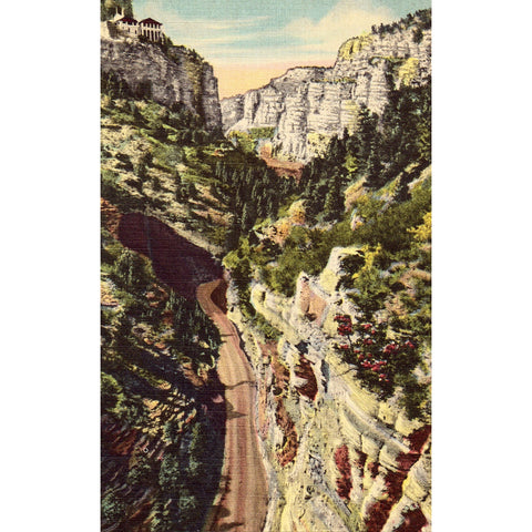 Linen Postcard -Looking up Williams Canon - Colorado