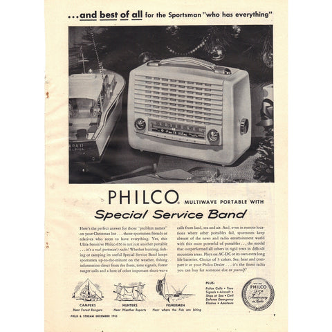 Vintage 1953 Print Ad for Philco Portable Radios