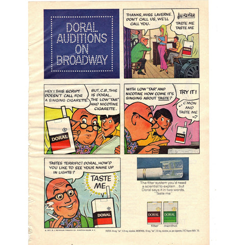 Vintage 1971 Doral Cigarettes Print Ad