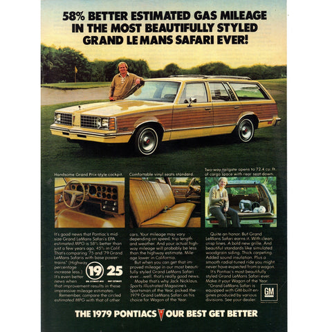 Vintage 1979 Print Ad for Pontiac Grand Le Mans Safari Wall Art