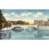 Linen Postcard - Main Street Bridge - Nashua, New Hampshire