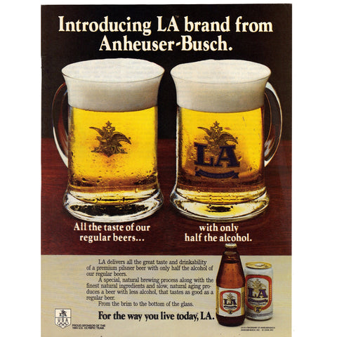 Vintage 1984 LA Beer from Anheuser-Busch Print Ad