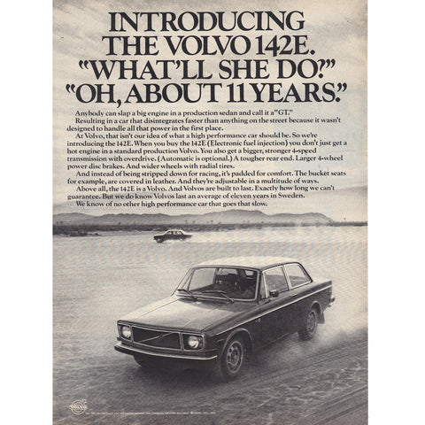 Vintage 1971 Volvo 142E Print Ad, Wall Art