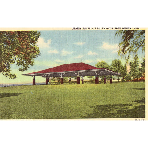 Linen Postcard - Shelter Pavilion, Ohio Caverns - West Liberty, Ohio