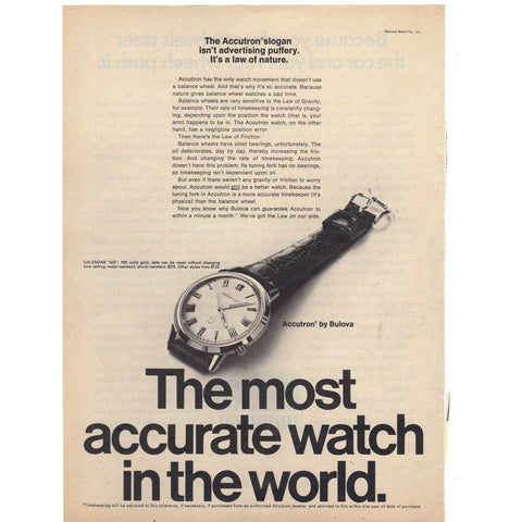 Vintage 1969 Accutron by Bulova Print Ad