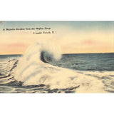 Linen Postcard - A Majestic Breaker from The Mighty Deep Atlantic Beach, Rhode Island