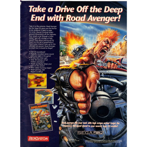 Vintage 1993 Print Ad for Road Avenger - Sega CD