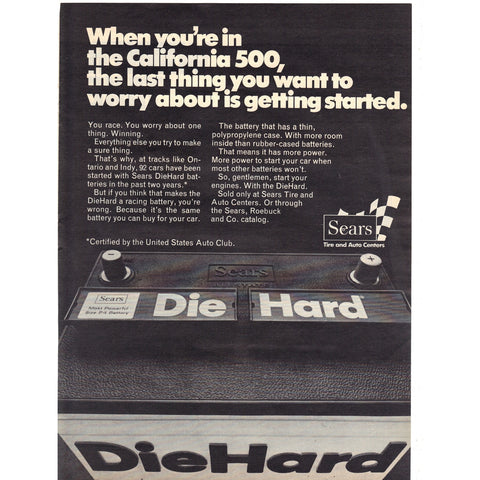 Vintage 1971 Sears Die-Hard Battery Print Ad