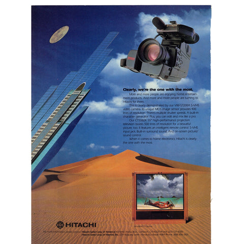 Vintage 1989 Hitachi Video Camera Print Ad