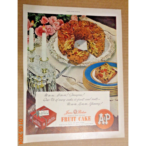 Vintage Print Ad -1948 for Jane Parker Fruit Cakes - A & P Food Stores