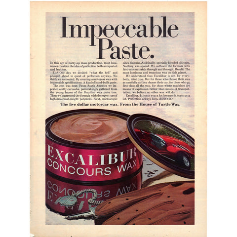 Vintage 1972 Print Ad for Excalibur Concourse Wax