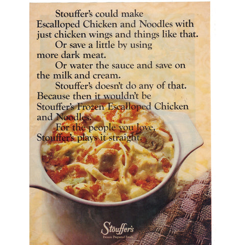 Vintage 1968 Stouffer's Frozen Foods and Ballantine's Scotch Print Ad