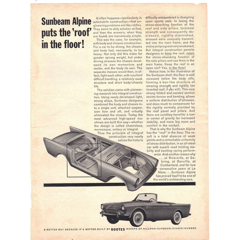 Vintage 1962 Sunbeam Alpine Print Ad