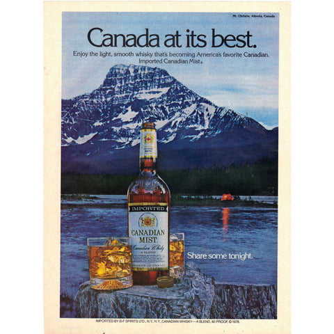 Vintage 1979 Canadian Mist Whiskey Print Ad Mountain Scene