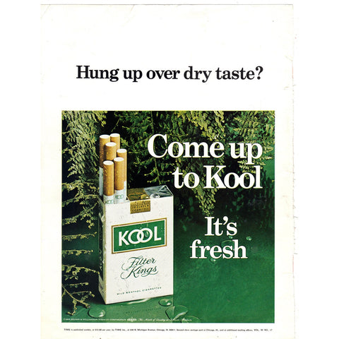 Vintage 1968 Kool Cigarettes Print Ad