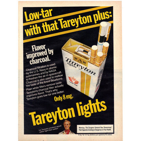 Vintage 1977 Print Ad for Tareyton Lights Cigarettes