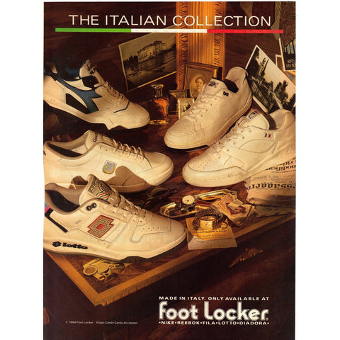 Vintage 1989 Print Ad for Foot Locker - The Italian Collection