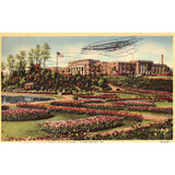 Linen Postcard - Italian Gardens and Wm. Penn High School - Harrisburg, Pennsylvania