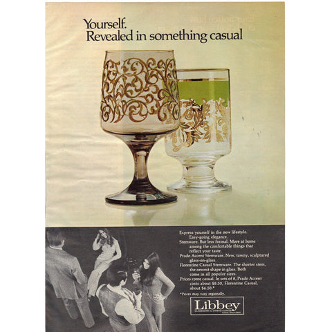 Vintage 1970 Print Ad for Libbey Glassware
