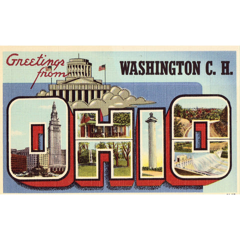 Linen Postcard - Large Letter - Greetings from Washington C.H., Ohio